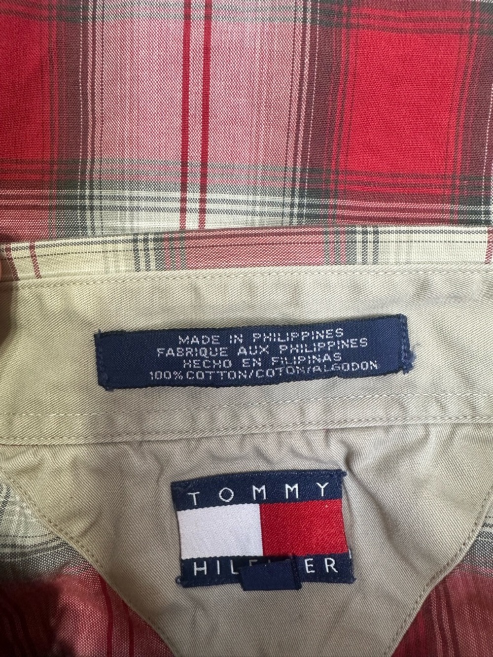 Vintage Tommy Hilfiger Red Plaid Button Down Shirt XL Cotton Classic Fit - Picture 10 of 10